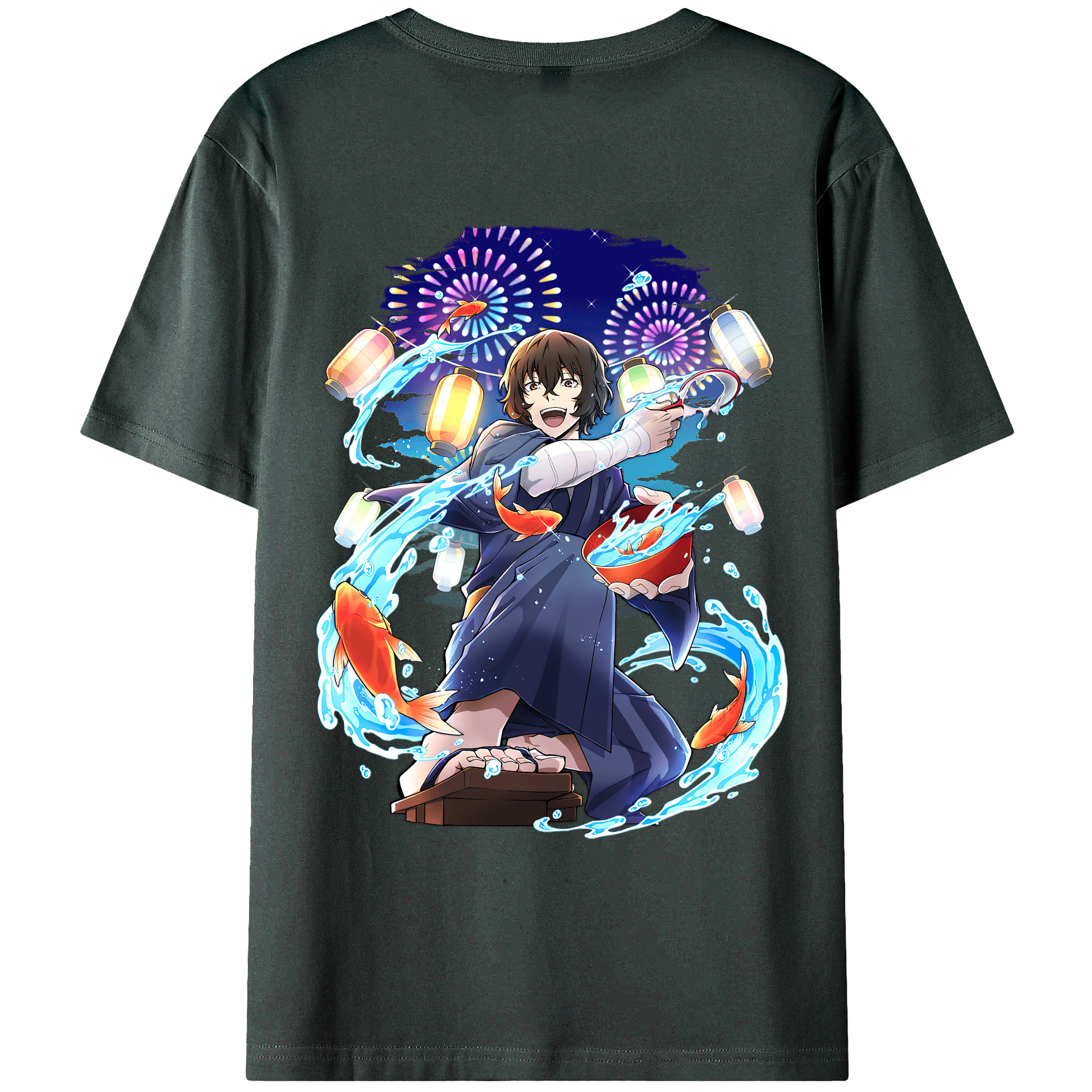（画像用） 文豪ストレイドッグス Bungo Stray Dogs 綿100％ メンズ半袖Tシャツ（バックプリント） 通気性